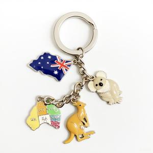 Cá Nhân Úc Cờ Bản Đồ Du Lịch Quà Lưu Niệm Koala <span class=keywords><strong>Kangaroo</strong></span> Mặt Dây Chuyền Móc Khóa Vòng Chìa Khóa Cao End Tùy Chỉnh Kim Loại Móc Khóa - Product Image 1