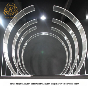 Altın Metal kemer zemin seti açık çim T sahne düğün arka plan dekorasyon yol kılavuzu Sunshine kurulu demir düğün kemer - Product Image 6