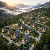 Maison modulaire préfabriquée de type A, cabane en acier léger à ossature en A, dimensions et aménagement personnalisés, installation rapide pour projets commerciaux