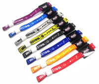Bracelets de festival personnalisés avec logo imprimé, sublimation par transfert thermique, satin lisse, confortables, réutilisables, perles métalliques, promotionnels