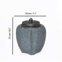 Meilleure Vente Urne Funéraire en Porcelaine Style Four de Gé avec Couvercle Métallique pour Placement dans un Mausolée ou Niche Sacrée