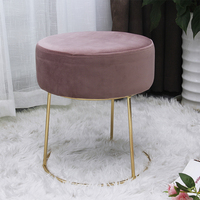 En gros Offre Spéciale nordique moderne rose velours tissu pouf jambes moderne coiffeuse escabeau pouf pouf