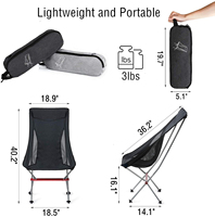Chaise de camping pliante légère à dossier haut, portable, compacte, robuste, 120 kg, Oxford 600D, sac de rangement pour plage, randonnée, pêche