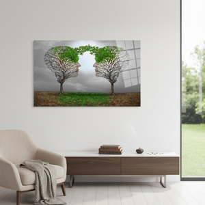 Toile imprimée avec silhouette d'arbre paisible, décoration élégante pour le bureau ou la méditation, ART SUR VERRE TÉRMÉRISÉ - Product Image 3