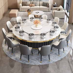 Ensemble <span class=keywords><strong>de</strong></span> table à manger <span class=keywords><strong>de</strong></span> <span class=keywords><strong>chaises</strong></span> <span class=keywords><strong>de</strong></span> cuisine modernes rondes extensibles et rotatives en pierre <span class=keywords><strong>de</strong></span> marbre assortie - Product Image 2