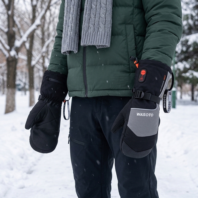 Wasoto WM001 Rechargeable 7.4V 3000mah Electric Battery Ski Snowboarding Gloves Winter Waterproof Touch Screen Heated Pull-On