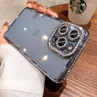 Étui de luxe à paillettes et diamants pour iPhone 15 14 13 12 11 Pro Max, pour filles, plaqué, en TPU souple, antichoc