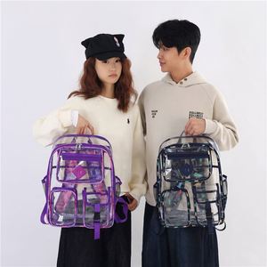Unisex Clear <b>Backpacks</b> <b>Waterproof</b> Transparent PVC <b>School</b> Bags Large Capacity College Students PVC Bags - Product Image 2