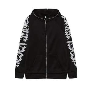 Unisex Y 2 <span class=keywords><strong>k</strong></span> Zip up con scritta grafica su faccia Punk Goth felpe con cappuccio e felpe estetiche per uomo - Product Image 2