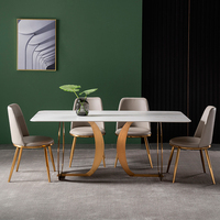 Ensemble de salle à manger moderne en ardoise, table et chaises pour 4, 6 ou 8 personnes, en pierre frittée