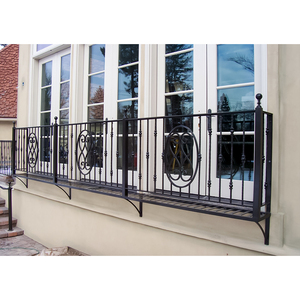Casa moderna finestra in ferro battuto ringhiere anteriore stile Juilet acciaio balcone ringhiera recinzione nera finestra griglie di sicurezza bar - Product Image 6