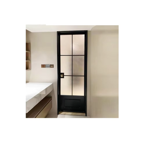 Puerta de baño de aleación de aluminio de doble celosía de vidrio bingchen Changhong, arco de estilo francés, aplicación Interior/Exterior plana - Product Image 6