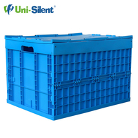 Uni-Silent Supplémentaire Carge Capacité Empilable Caisse Bleu Opaque En Plastique Caisse Pliante Conteneur Boîte de Chiffre D'affaires LX765852C