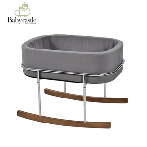 Berceau à bascule moderne en velours pour bébé avec support métallique, berceau en bois rembourré de luxe, lit de bébé sécurisé pour nouveau-né - Product Image 3