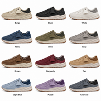 Chaussures de marche décontractées pour hommes à bout large, en microfibre, semelle épaisse, respirantes, légères, avec logo personnalisé