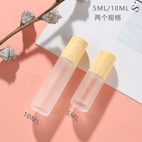 Flacon roll-on mat en verre vide 5ml 10ml avec bille roulante pour huiles essentielles et parfums, motif grain de bois