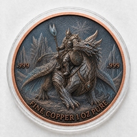 Pièce de monnaie commémorative en cuivre pur 999 de 1 oz, motif Chevalier Dragon Fantastique, en relief, peinte aux UV, pour collectionneurs
