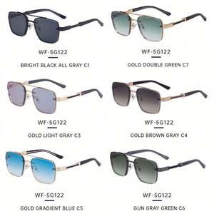 Gafas de Sol Retro de Alta Calidad 2025 con Doble Puente y Lentes Degradadas UV400, Gafas de Sol Cuadradas de Metal para Hombre para Conducir - Product Image 4