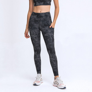 Mallas de Yoga para mujer, Leggings de cintura alta con estampado de glúteos y lazo suave, con bolsillos y sensación desnuda, para Fitness y gimnasio, DL021 - Product Image 2