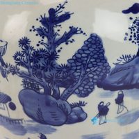 RZKT04-AE  Jarre en porcelaine bleue et blanche de style Ming avec motif paysager, jarre décorative en porcelaine chinoise