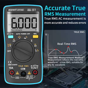 ZOYI ZT102 - Multímetro Digital Inteligente de Alta Precisión con Pantalla de 6000 Dígitos, True RMS, para Medir Voltaje, Corriente, Resistencia y Frecuencia - Product Image 5
