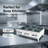 Cuisinière à gaz commerciale OUTE 36 pouces, 6 brûleurs, robuste, en acier inoxydable, mode de réduction du bruit, mode d'économie d'énergie pour restaurant