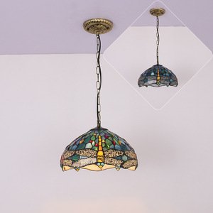 Ouhaodi European Style Single-Head <b>Chandelier</b> with Stained Glass <b>for</b> <b>Bedroom</b> Study 3000K CCT E26 Base Model OHD-D007 - Product Image 4