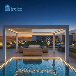 Pergola Solare Sweet Home in Alluminio con Tetto Retrattile Motorizzato, Gazebo con Illuminazione LED, Impermeabile, Ombreggiante per <span class=keywords><strong>Giardino</strong></span> - Product Image 1