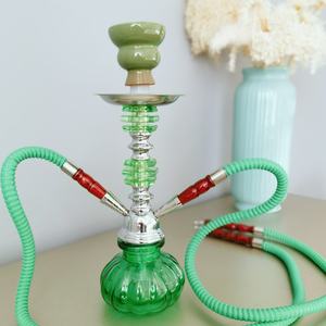 Usine transfrontalière chaude arabe acrylique vert 32 cm Double narguilé bol petite saveur narguilé avec technique de laque pour charbon de bois - Product Image 2