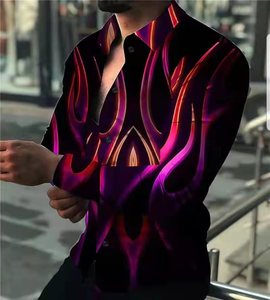 <span class=keywords><strong>Camicia</strong></span> Hawaiana Estiva da <span class=keywords><strong>Uomo</strong></span> Taglie Forti con Stampa Pittorica Vintage, Bottoni, Vestibilità Ampia e Maniche Lunghe, Ideale per Vacanze al Mare - Product Image 3