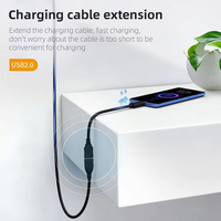 Câble d'extension USB 2.0 tressé à montage sur panneau 0,3 m, PVC, charge rapide 3A, options de longueur multiples personnalisées pour ordinateur et imprimante