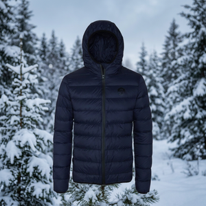 Chaqueta Acolchada de Poliéster con Capucha Azul Marino para Hombre, Informal, de Invierno, Impermeable, Cortavientos, Ajustada, con Cierre de Cremallera - Product Image 2