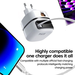Cargador Rápido PD+QC de 65W GaN con Cable Retráctil para <span class=keywords><strong>iPhone</strong></span>, Adaptador Multifunción QC3.0 <span class=keywords><strong>Tipo</strong></span>-<span class=keywords><strong>C</strong></span> para Portátil, Enchufe EU/UK - Product Image 4