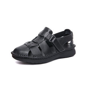 Men's Handmade Leather <b>Closed</b> <b>Toe</b> <b>Sandals</b> 2026 <b>Summer</b> Cool Lightweight Velcro Durable Hand Stitched Men Footwear - Product Image 1