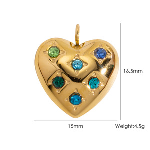 2025新作カスタムDIYステンレスチャームファッションジュエリー手作りハートシリーズジルコンペンダントPVDゴールドチャームギフト作り - Product Image 4