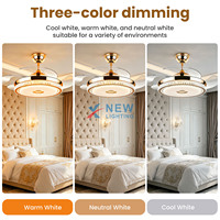 Ventilador de Techo con Aspas Invisibles, Motor DC Silencioso con Música, Luz de 3 Colores para Apartamento, Hotel, Iluminación Interior del Hogar