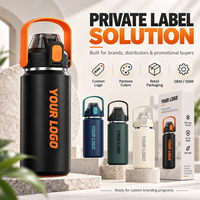 Bouteille d'eau isotherme 2-en-1 en acier inoxydable avec couvercle à clapet verrouillable et logo personnalisé OEM ODM