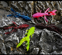 WildTrek Leurre Souple Flottant en TPR, Forme Crevette et Écrevisse, avec Paillettes, 6cm/7.5cm, 1.7g/2.5g, Anti-herbe, pour Pêche en Surface, Lot de 10 Pièces