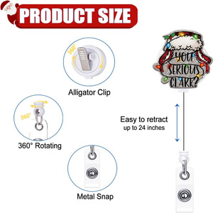 Christmas Badge Scroll Retractable <b>ID</b> <b>Holder</b> - You Serious Clark Fun Acrylic Easy-Pull Buckle - Product Image 2
