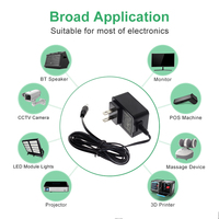 Alimentation électrique UL FCC AC DC 5V 6V 9V 15V 18V 24V 500mA 1.3A 1.5A 2A 2.5A 3A Chargeur mural 12V 1.5A Adaptateur secteur prise US