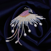 Broche de luxe style bijoux, motif phénix, broche d'oiseau, bijoux en cuivre