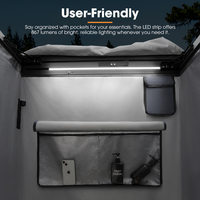 Tente de Douche Portable et Légère Highwin, Réglable à 90°, pour Camping, Auvent Latéral de Voiture, Tente de Toilette/Bain avec Bande LED Intégrée