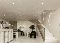 Banquette de restaurant moderne de luxe en bois, ensemble de chaises pour café commercial, meubles personnalisés pour café, éclairage LED