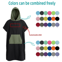 Microfiber Suede Quick-Dry Hooded Surf Poncho for Adults Summer Customizable Plain Style Beach Towel