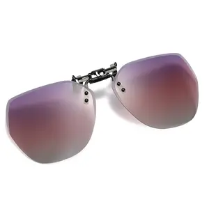 2023 Stock Fashion super light clip-on photochromic yellow lens UV400 Mirrored polarized magnetic clip on sunglasses