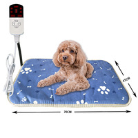Coussin chauffant électrique imperméable en cuir avec affichage numérique, pour animaux de compagnie (chats et chiens), 110V, motif patte et os, forme carrée ou rectangulaire