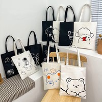 Bolsa de Lona Personalizable con Estampados para Mujer, Diseño de Arte Literario de Dibujos Animados, Bolsa Multiusos Tipo Tote y Bandolera