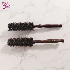 Peigne coiffant brosse à cheveux en rouleau brosse en poils de sanglier naturels pour hommes et femmes cheveux courts et fins bouclés