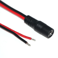 Câble d'alimentation CC à conducteur en cuivre, isolation PVC, 5,5*2,1 mm et 5,5*2,5 mm, prise mâle/femelle vers extrémité dénudable