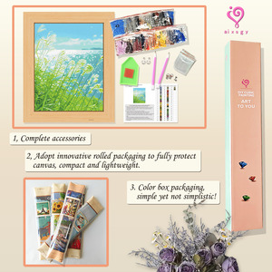 Décoration murale écologique pour la maison, peinture diamant, scène de paysage, kit DIY avec cadre, forme rectangulaire, perles rondes - Product Image 3